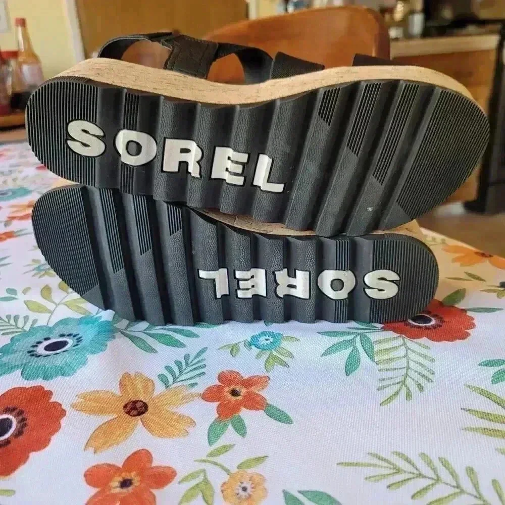 sorel cameron Platform Strap sandals Black Women's Size 9.5 - Picture 6 of 8